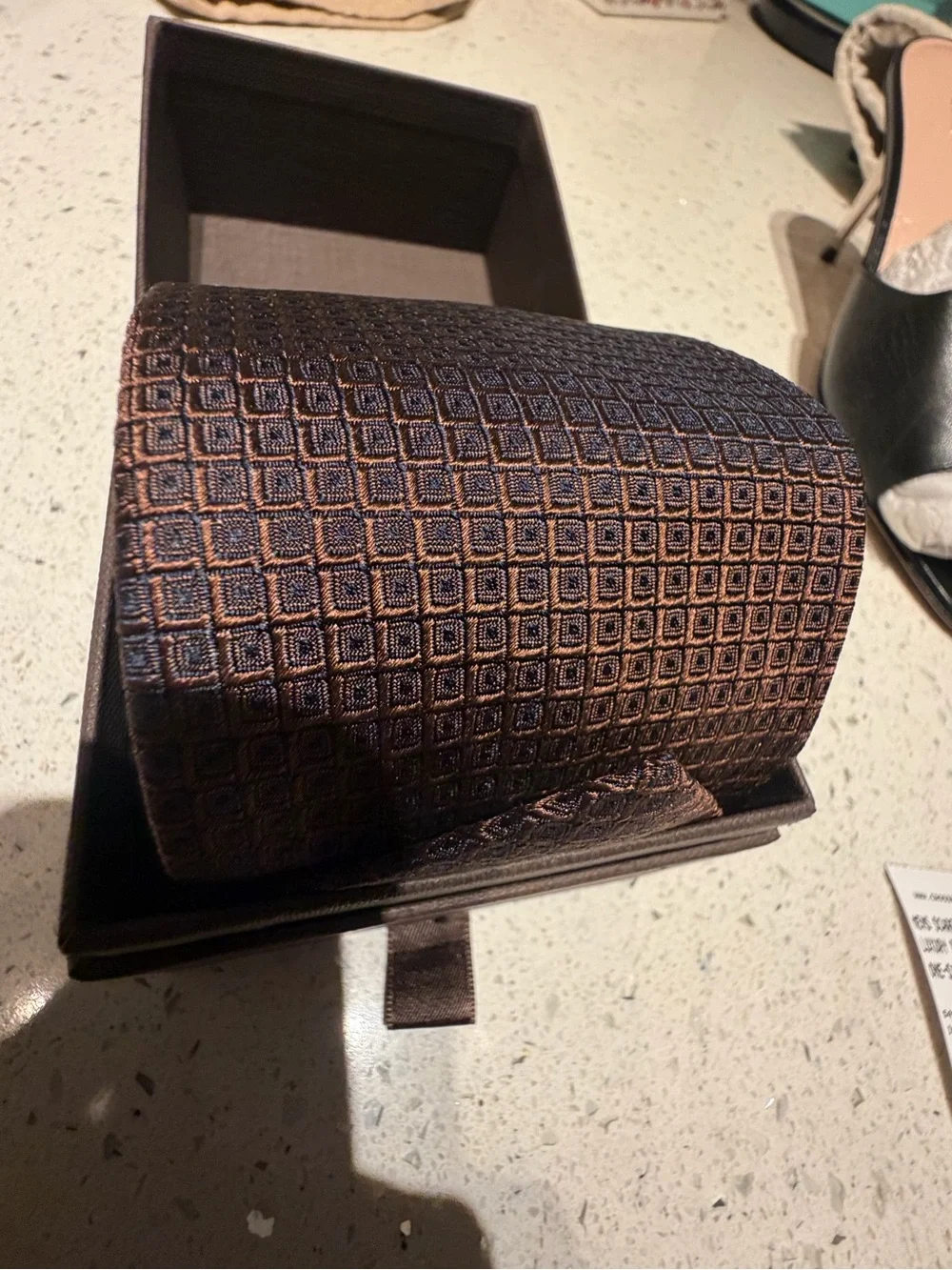 Patek Philippe Men's Geometric Tie in Brown and Navy